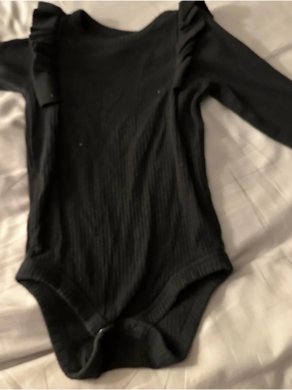 Cat & Jack Black Ribbed Ruffle Shoulder One-Piece